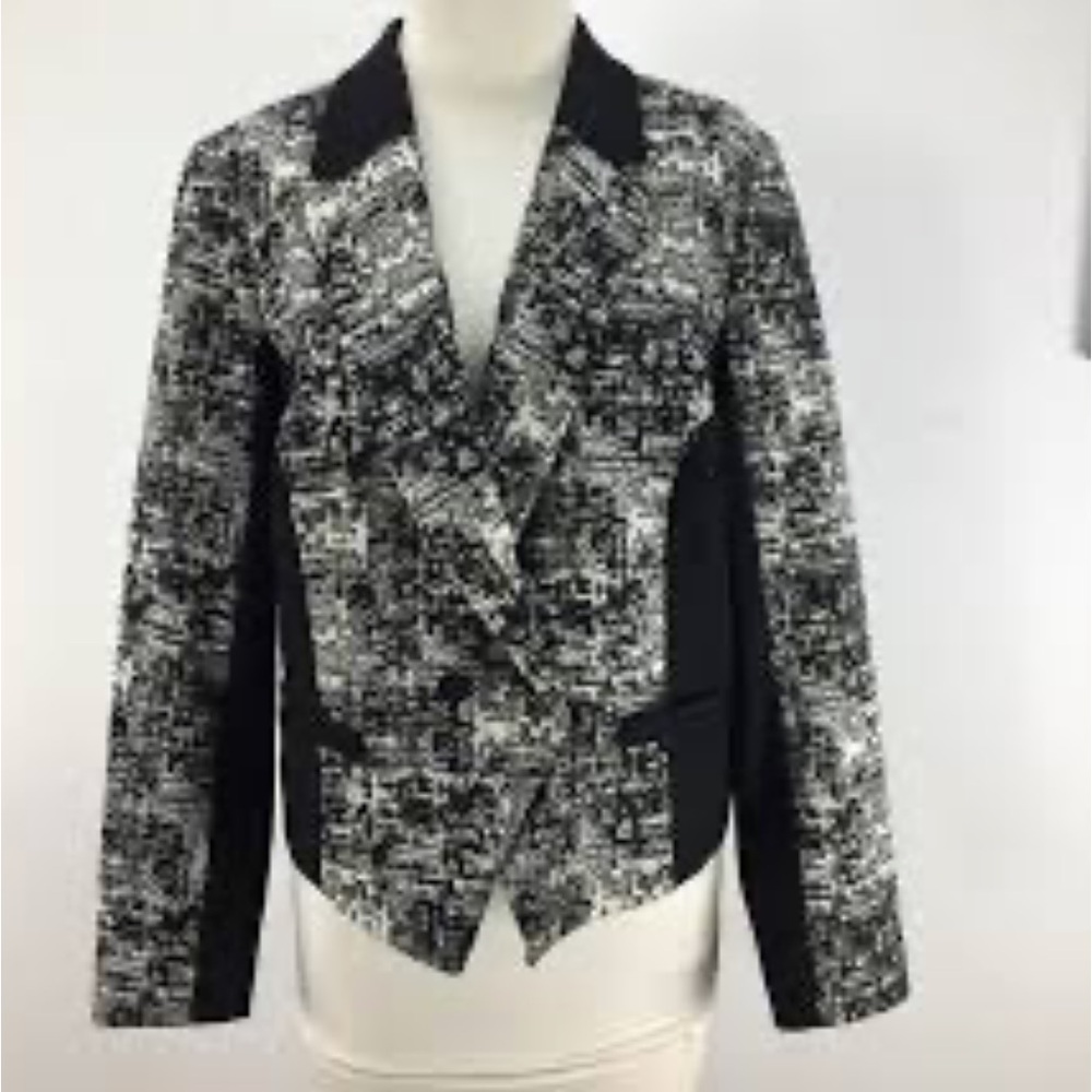 Veronika Maine Women's Black and White Blazer 8 - Picture 7 of 7